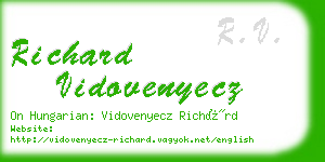 richard vidovenyecz business card